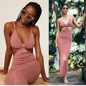 CULT GAIA Blush Knit Sleeveless V-Neck Cutout Open Back Serita Maxi Dress XS